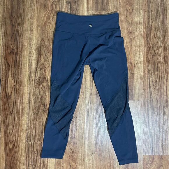 Athleta Leggings Blue Athletic Training Bottom Women Size Small Mesh Cutouts - Picture 8 of 8